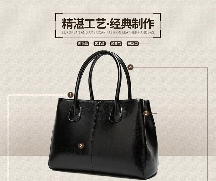 Real leather Luxury Women Handbag Shoulder Tote Bag Black Casual Ladies Leisure Crossbody Hand Bags (3)