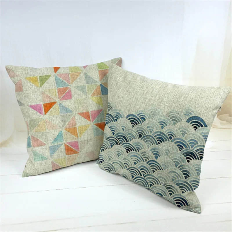 cotton cushion Linen Geometry print Pillow cushion pillowcases Home
