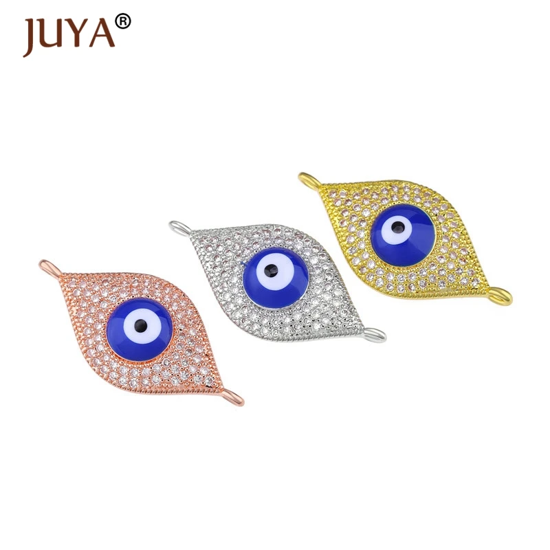 Juya pulseras mujer moda Роскошный AAA циркон горный хрусталь синий турецкий браслет evil Eye греческий глаз Шарм цепочка браслет на запястье