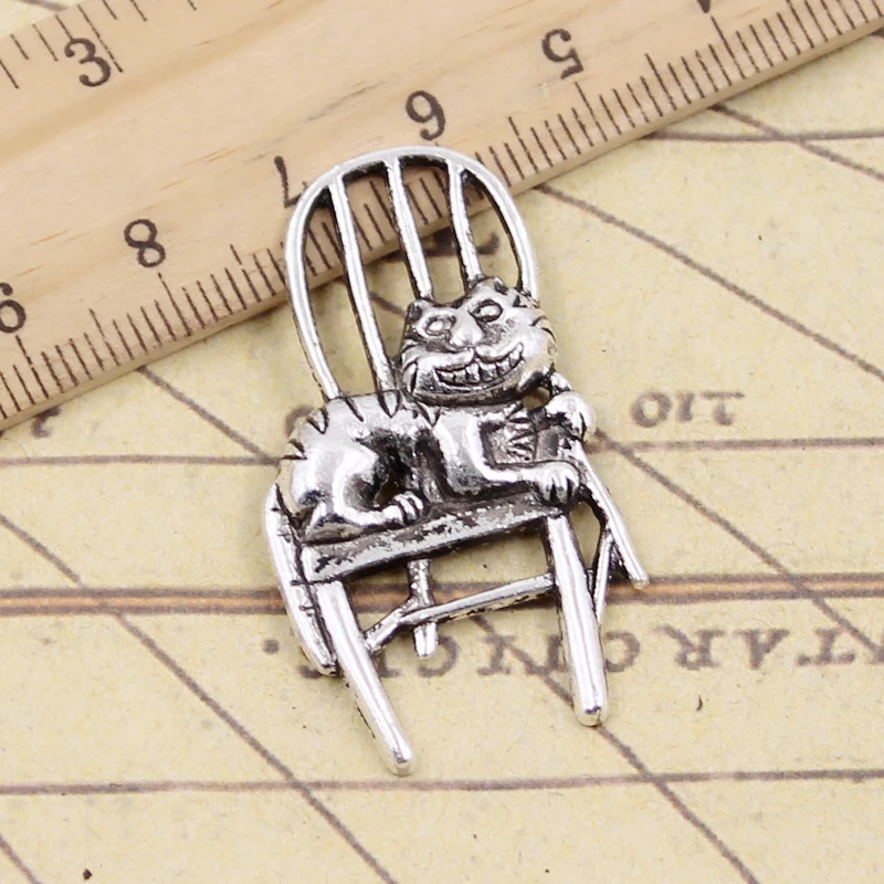 10pcs Charms lazy cat lying in chair 40*23mm Tibetan Silver Plated Pendants Antique Jewelry Making DIY Handmade Craft
