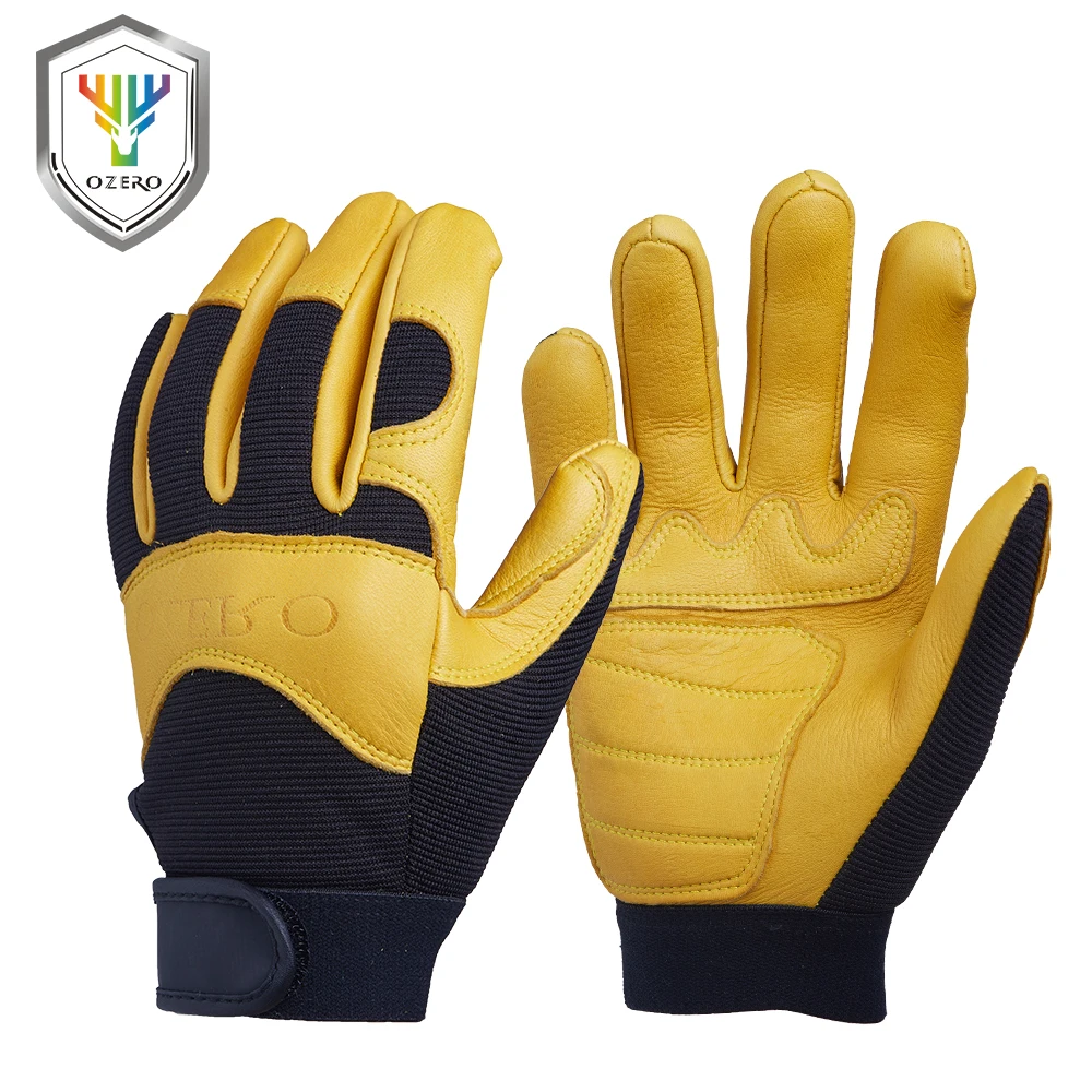 

OZERO Men's Fashion Gloves Genuine Leather Deerskin Winter Motocross Motorcycle Biker Racing Riding Driving Moto Gloves 8003