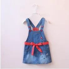 Y1489341/ Детский комбинезон для девочек, джинсовое платье на подтяжках, детская одежда для девочек, платье для малышей, летняя детская одежда