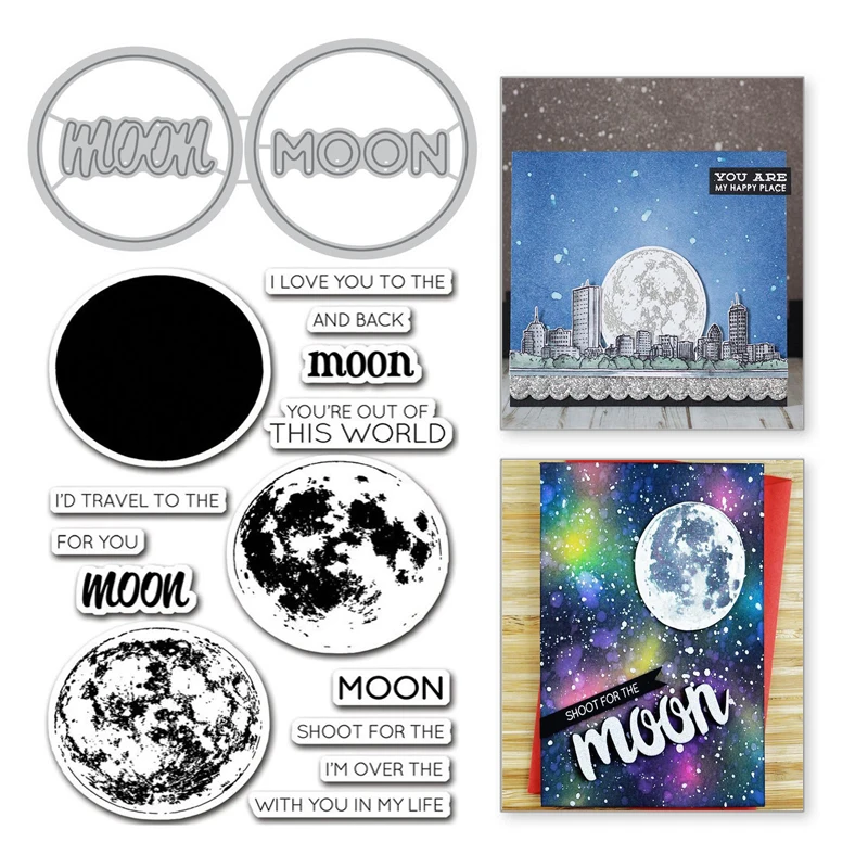

YaMinSanNiO Moon Letter Metal Cutting Dies Word Stamps Scrapbooking For Making Album Decorative Embossing Craft Stencil Die Cut