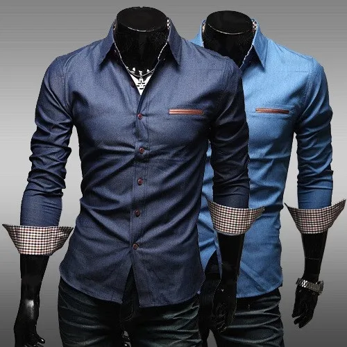 Brand New font b Men s b font Casual font b Shirt b font Social Solid