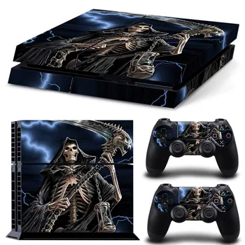 

Free drop shipping skull design bad weather man wrap for PS4 console and 2 controllers skin sticker decals covers #TN-PS4-1430