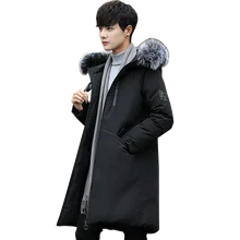2018 Winter Men Cotton-Padded Long Jacket Simple Solid Casual Loose Fur Collar Hooded Parkas Jacket Thicken Coat Plus Size M-4XL 2018 Winter Men Cotton-Padded Long Jacket Simple Solid Casual Loose Fur Collar Hooded Parkas Jacket Thicken Coat Plus Size M-4XL