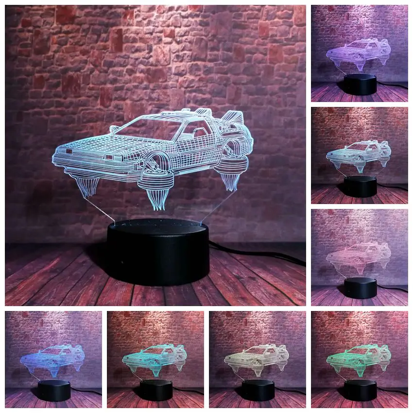Flash 3D Ночная визуальную иллюзию светодиодный 7 освещение, меняющее цвет мигает левитации фигура транспортного средства Модель автомобиля