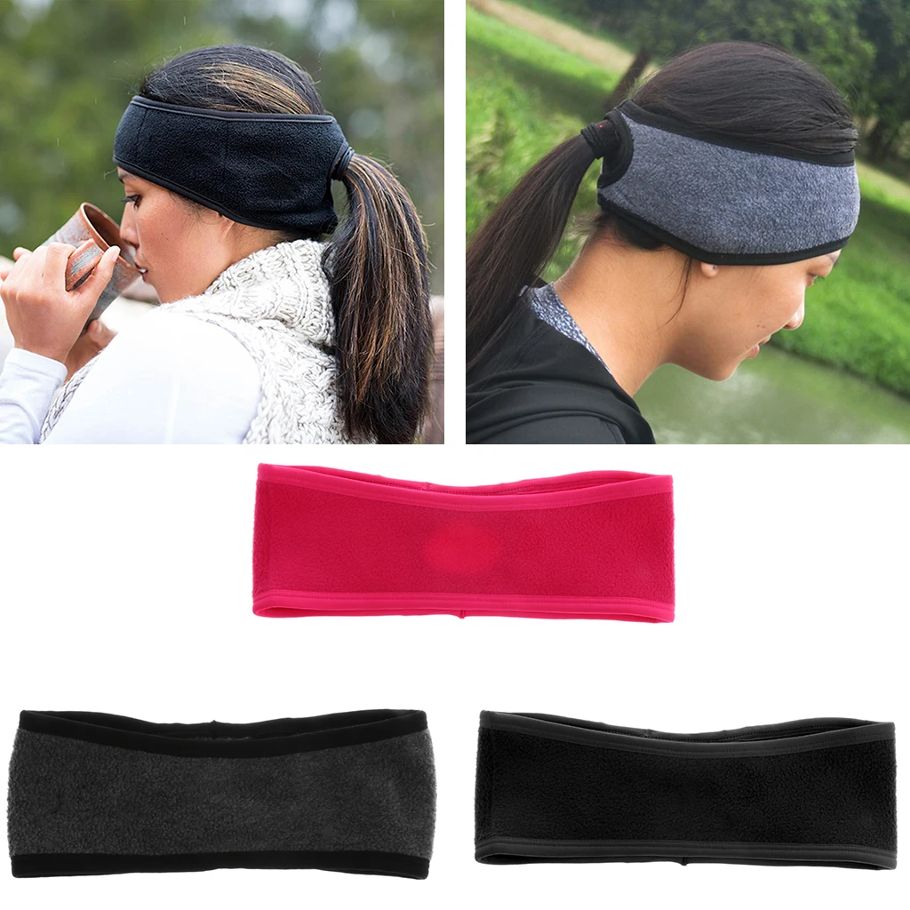

Ponytail Headband Sport Warm Fleece Ear Warmer Headband Headwear Hair Sweatband for Outdoor Sports Fitness Running or Yoga