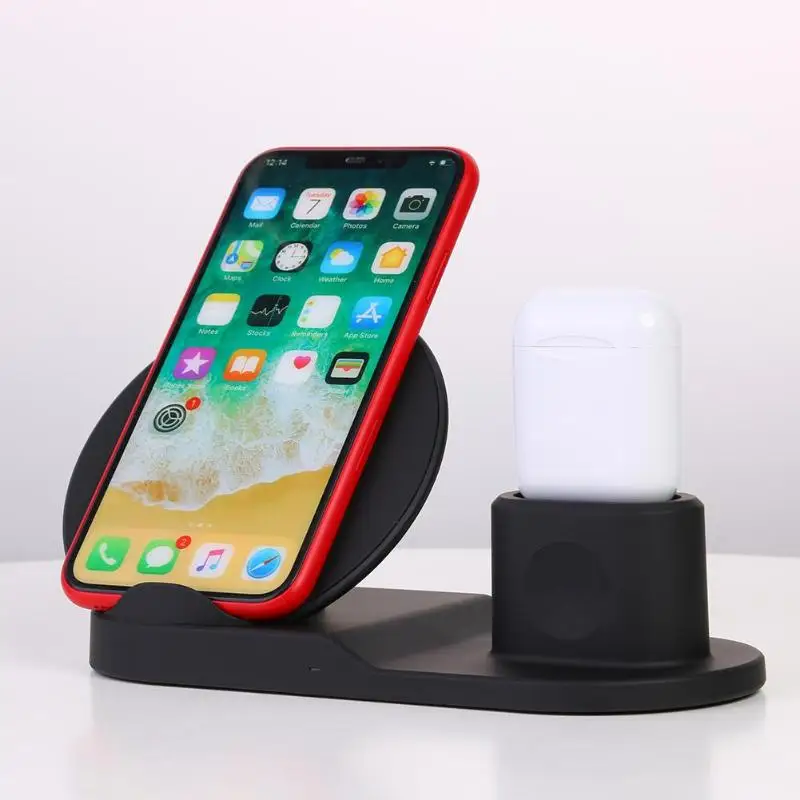 3в1 Беспроводная зарядная док станция для iPhone Airpods Apple Watch Samsung Galaxy S9 +/S9/S8/S7