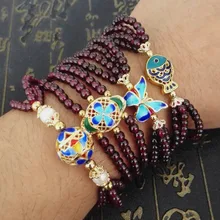 Natural Red Jade Bead Bracelet Hand Carved Jewelry Gift Wholesale