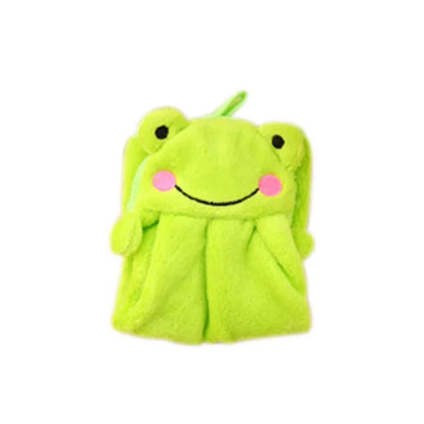 Чистящая тряпка коралловый флис мультфильм животное полотенце для рук с подвесным кольцом кухонный инструмент HFing - Цвет: Green frog
