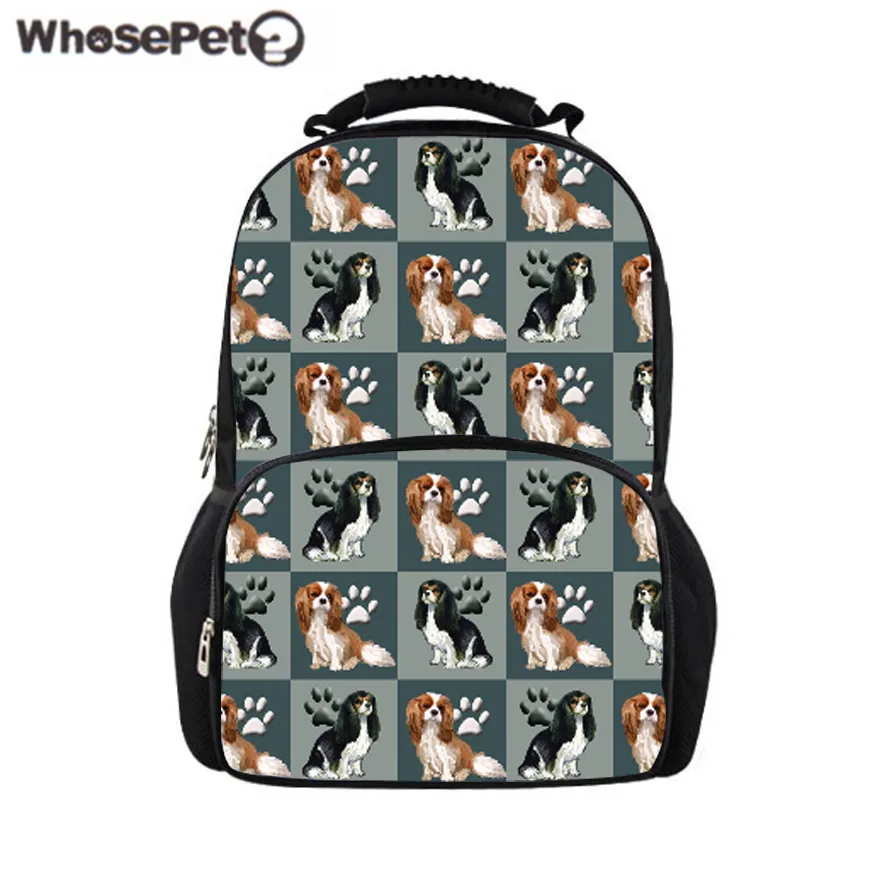 

WHOSEPET Backpacks for Women Cavalier King Printing Students School Backpack Teenager Book Bags Feminine Travel Bagpack Rucksack