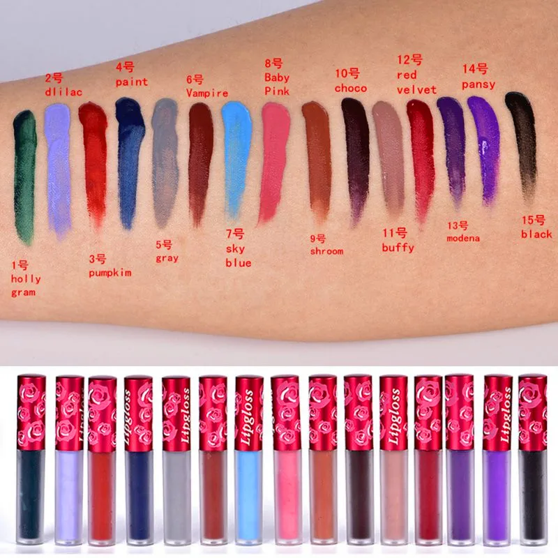New Makeup font b Lip b font Gloss Matte Lipstick With Retail Waterproof Velvet Liquid font