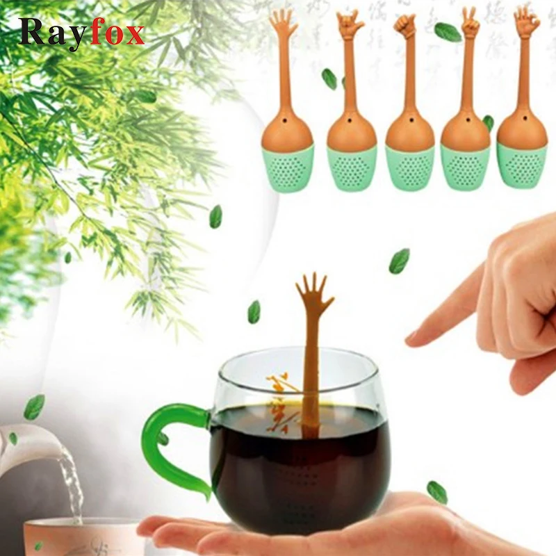 

Hand Gestures Tea Infuser Tea Strainer Silicone Loose Leaf Herbal Spice Tea Bag Infusor de te Creative Theezeef Tea Filter Tools