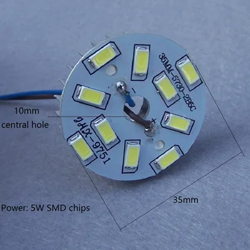 

10pieces/lot 5W 5730 SMD LED Chips with 200mm power cord White Warm Aluminum board Lamp For Bulb, Downlight, Ceiling Light