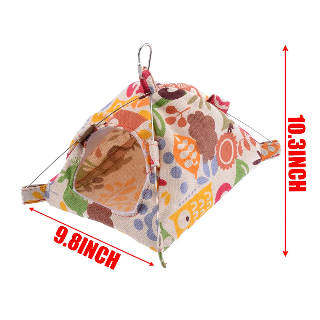 Cartoon Cat Pattern Hanging Cave Cage Hut Pet  Parrot Cage Snuggle Tent Hammock Bird Bed Cage Toy S/L