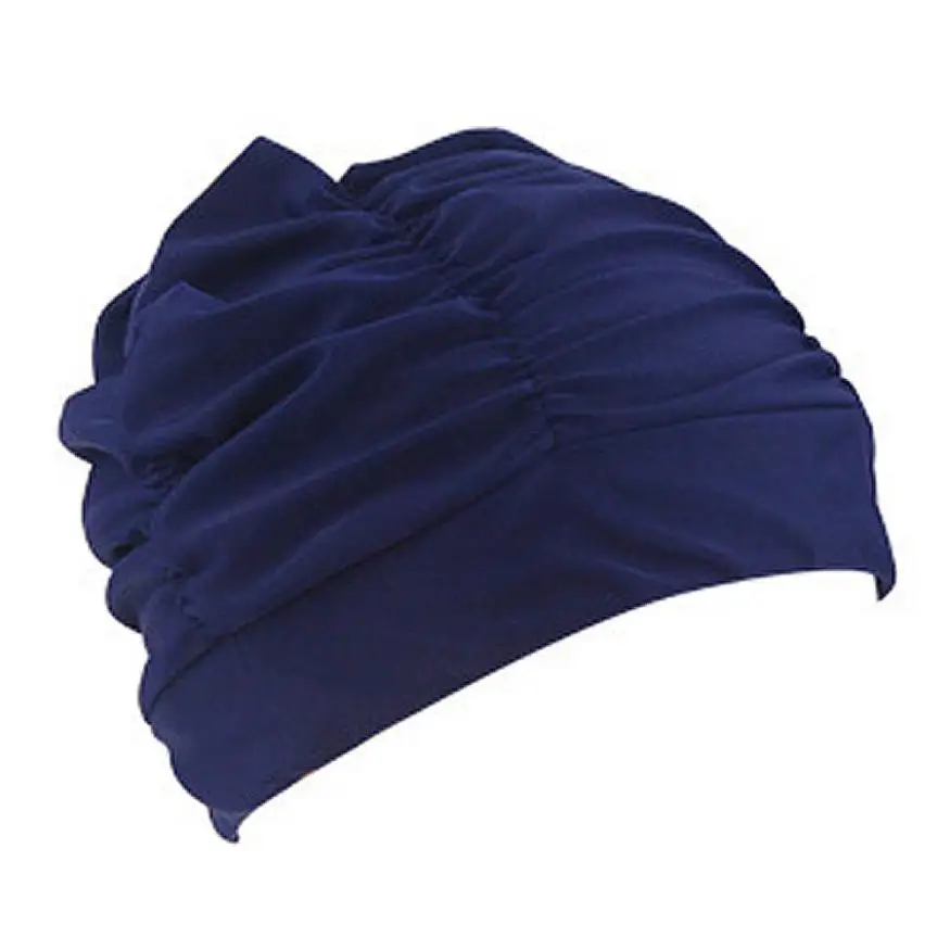 Летняя шапочка для плавания для женщин, унисекс, для девочек, с длинными волосами, шапочка для купания, эластичная пелерина, Прямая поставка - Цвет: Navy