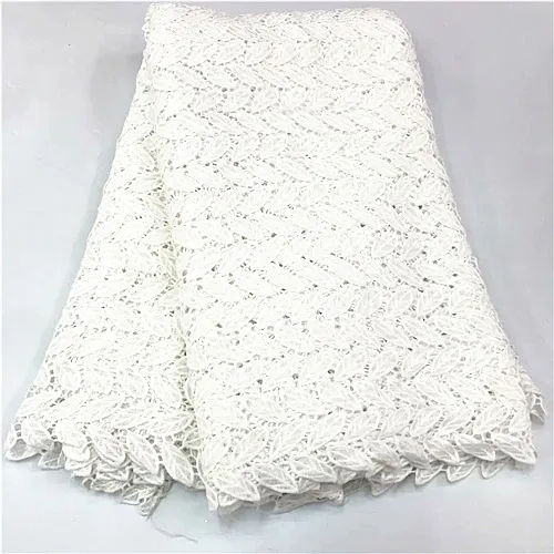 

2019 latest african guipure lace white water soluble chemical lace fabric,high quality african cord lace rfno252