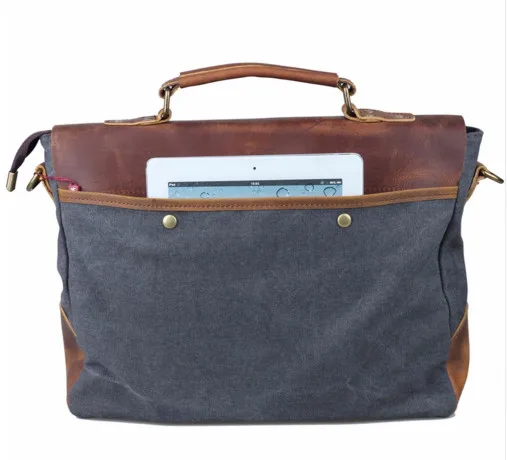 Vintage men's canvas messenger bag horse crazy leather man soft bags school bag man's lock military