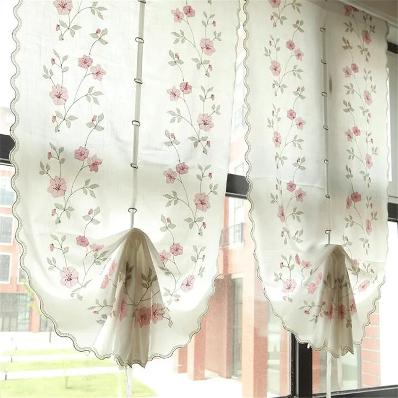 

Free Shipping Pastoral style lifted curtains Balloon Roman shades finished curtains fan curtain short curtain for coffee window