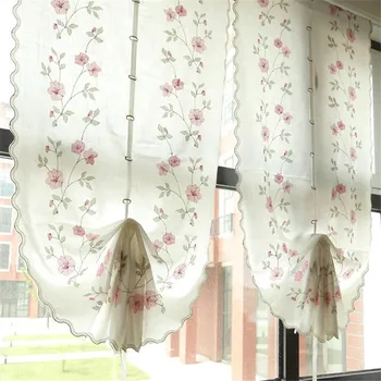 

Free Shipping Pastoral style lifted curtains Balloon Roman shades finished curtains fan curtain short curtain for coffee window