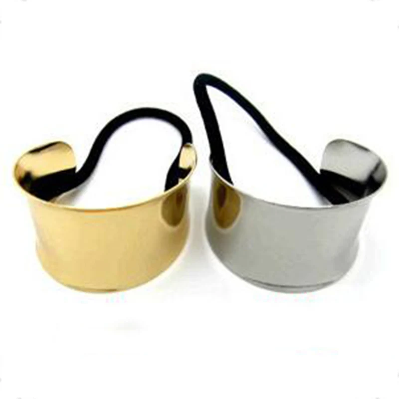 

Free Shipping 2Pcs/Set Punk Alloy Hemicycle Ring Hair Cuff Wrap Ponytail Holder Band Elastic Hair Band Women Headwear Accessory