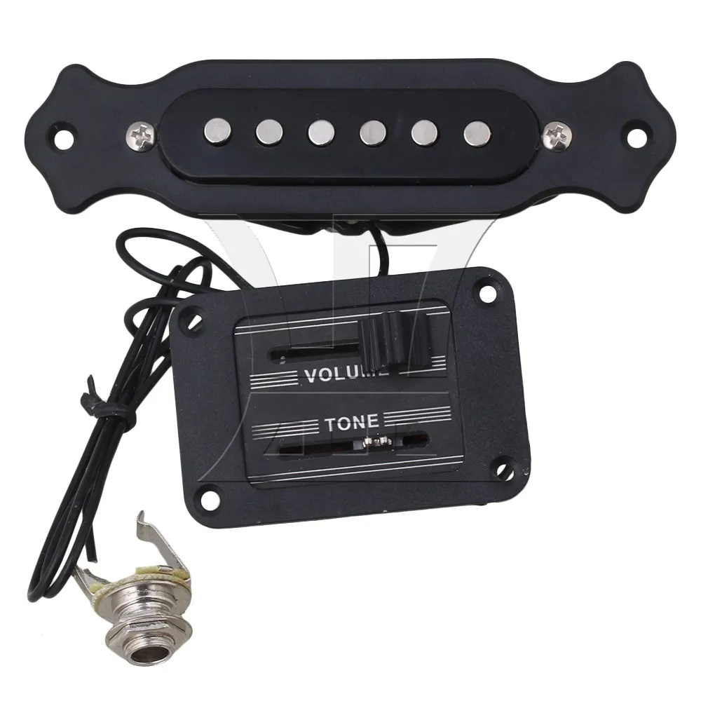 Yibuy Adjustable Single Coil Acoustic Guitar Pickup Black with