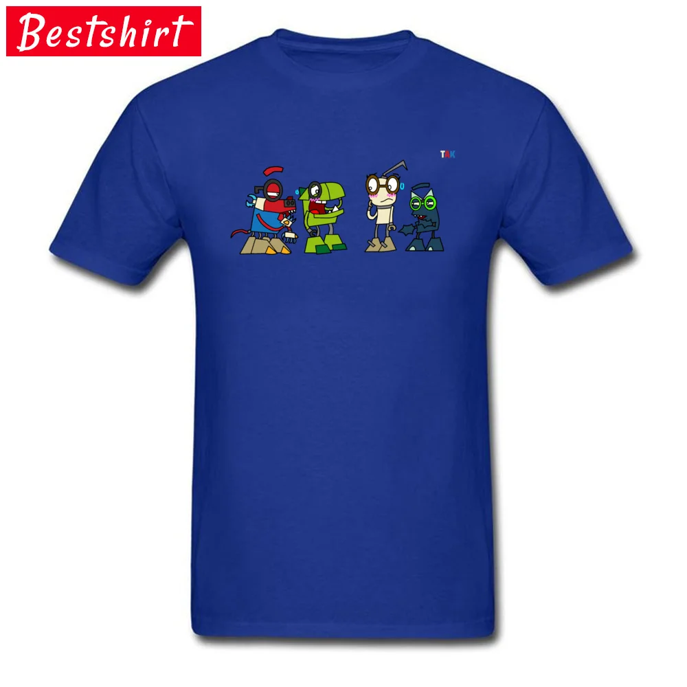 Cartoon mixeltime VALENTINE DAY Pure Cotton Crew Neck Tops Tees Short Sleeve Simple Style Tops & Tees Dominant Cool T Shirt Cartoon mixeltime  blue