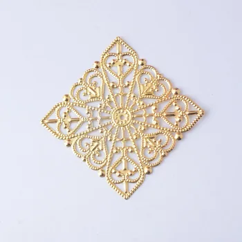 

Free shipping Retail 15Pcs Gold Tone Filigree Square Wraps Connectors Metal Crafts Gift Decoration DIY Findings 40x40mm F0413x3