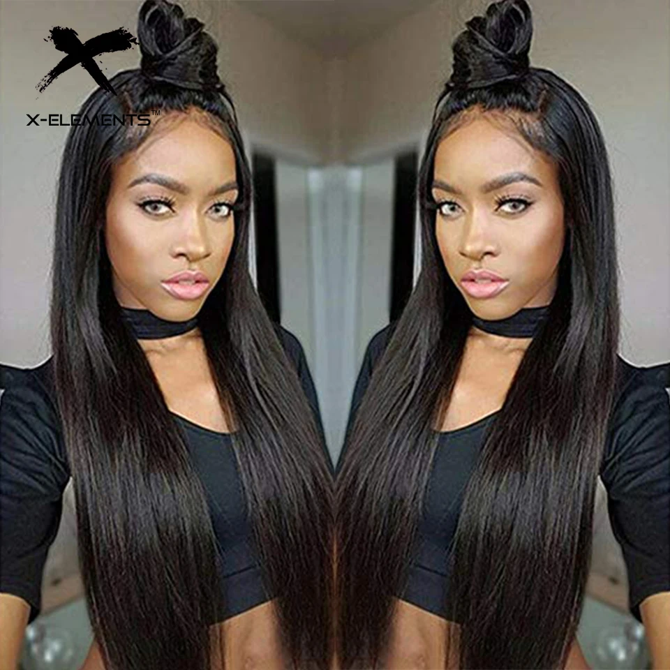 Brazilian Straight Lace Wig Remy Hair 150% Density Lace Front Human Hair Wigs With Baby Hair 4x4 Lace Closure Wig X-Element Hair (4)