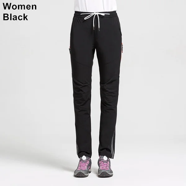 RAY GRACE велосипедные штаны Светоотражающие дышащие быстросохнущие водонепроницаемые летние походные брюки для мужчин и женщин брюки с эластичным поясом - Цвет: Women Black