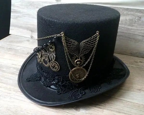 

Handmade Steampunk Retro Vintage Top Hat Gothic Wool Victorian Hats With Gears Lace Wings Chain Party Accessories