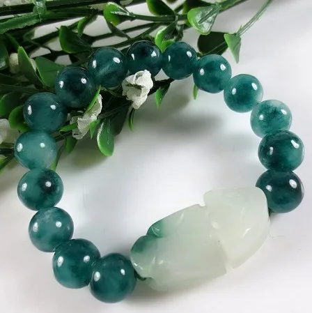 Green Jade Stones Pi Yao Amulet Bracelets Chinese Pixiu Good Lucky Green Jade Stones Pi Yao Amulet Bracelets Chinese Pixiu Good Lucky