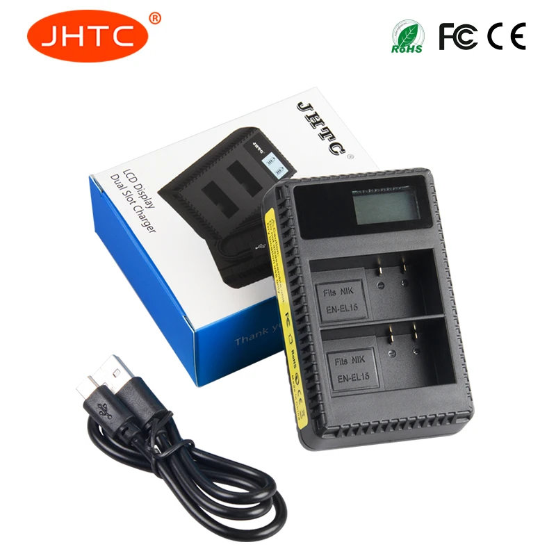 JHTC EN EL15 светодиодный дисплей литий ионный аккумулятор зарядное устройство с USB