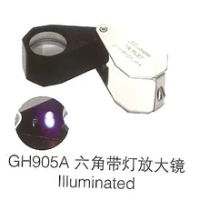 Мини 10x21 мм шестигранный выдвижной увеличительное стекло с светодиодный фонарь