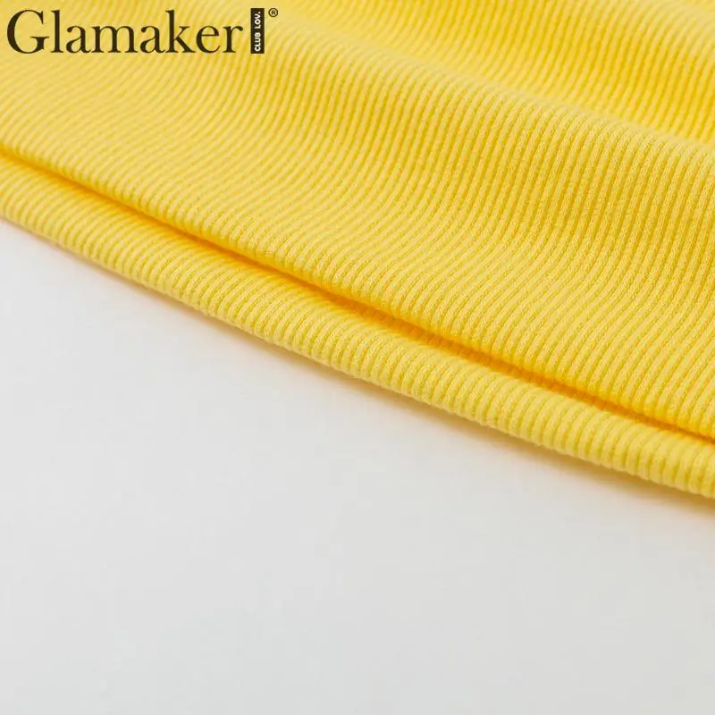 Glamaker Knitted tube tank top women streetwear Summer style bustier sexy top female Yellow knit top crop short tanks cami