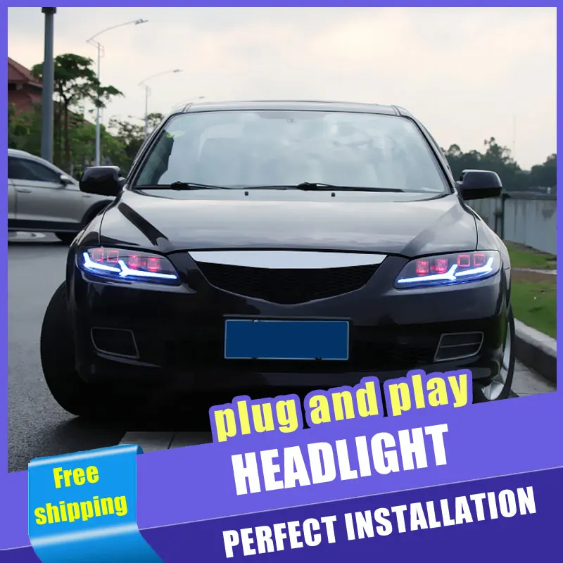  2PCS Car Style all-LED headlights for Mazda 6 2003-2008 for 6 head lamp LED DRL Lens Double Beam H7 - 33054081231