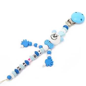 

New Arrival Baby Pacifier Clip Chain Wooden Holder Soother Pacifier Clips Leash Strap Nipple Holder For Infant Feeding
