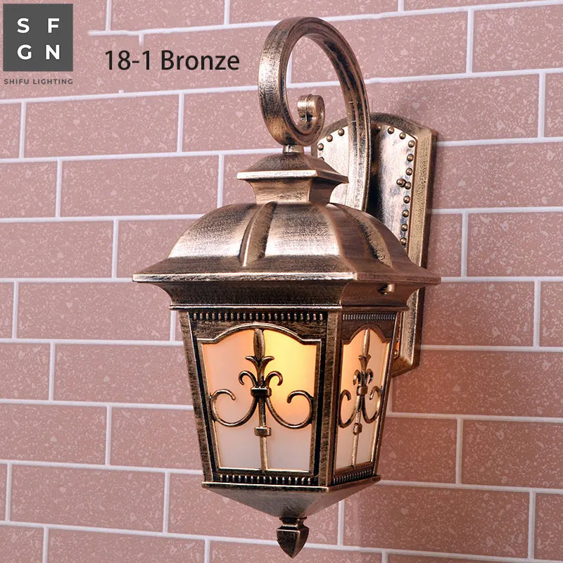 Светодиодный наружный светильник ing Европейский тип настенный светильник наружный светильник со светодиодным балконным Светильник Алюминиевый E27 лампа - Испускаемый цвет: 18-1 Bronze