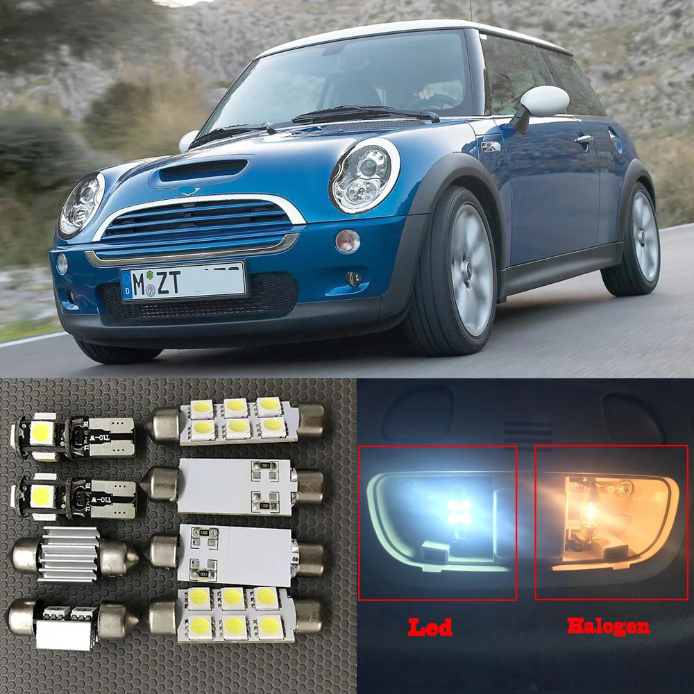 

9pcs White Canbus Car LED Light Bulbs Interior Package Kit For 2002 2003 2004 2005 Mini Cooper Led Map Dome License Plate Lamp
