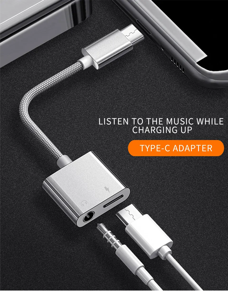Type-C To 3.5mm Audio Jack Adapter USB C to Headphone Charging Audio Converter Cable For Huawei mate10 P20 Xiaomi M6 6X  (1)