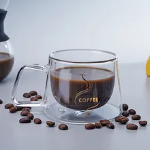 Креативное двойное стекло Expresso с ручкой Термостойкое 250 мл 350 мл холодные горячие напитки стеклянные чашки для кофе для кофейни