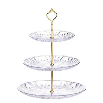 

European Style 3 Layer Fruit Plate Creative Plastic PS Material Cake Tray 2/set