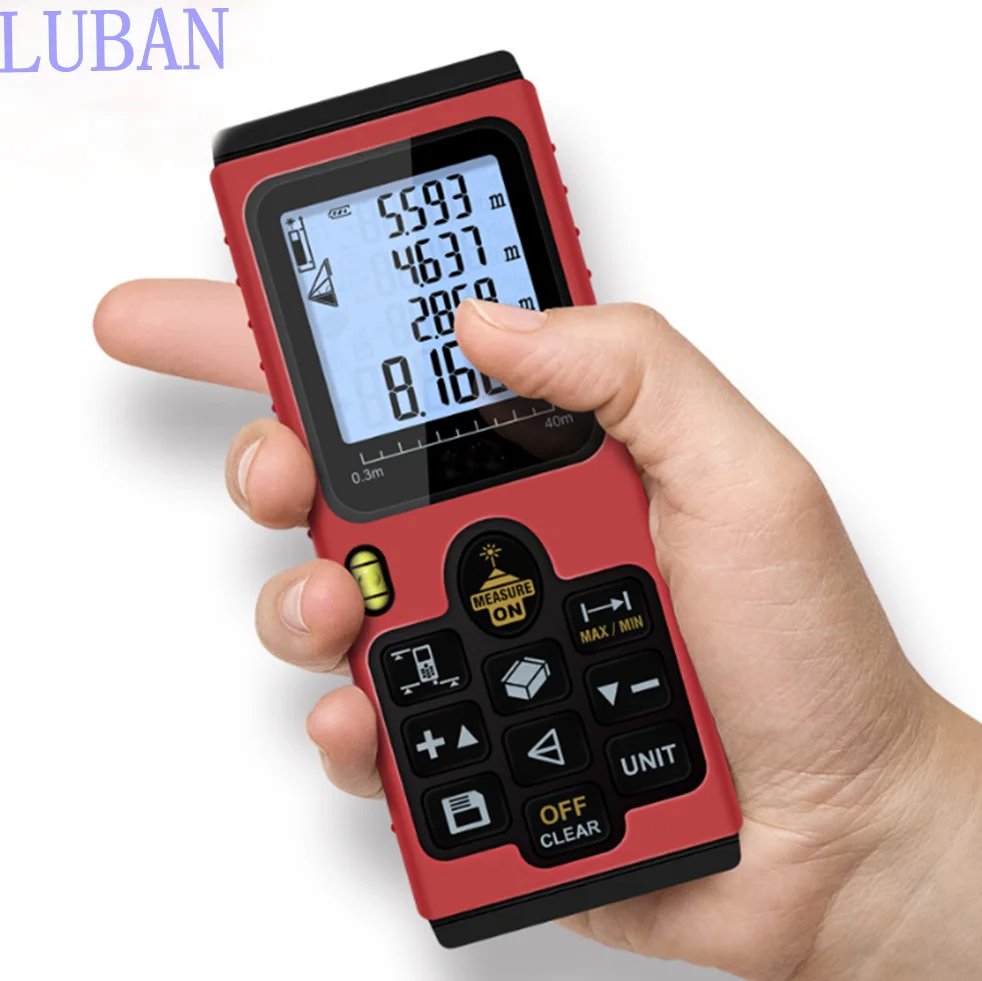 

Digital laser rangefinder Area volume Calculation laser distance meter optical tape measure 40m/60m/80m/100m diastimeter LUBAN