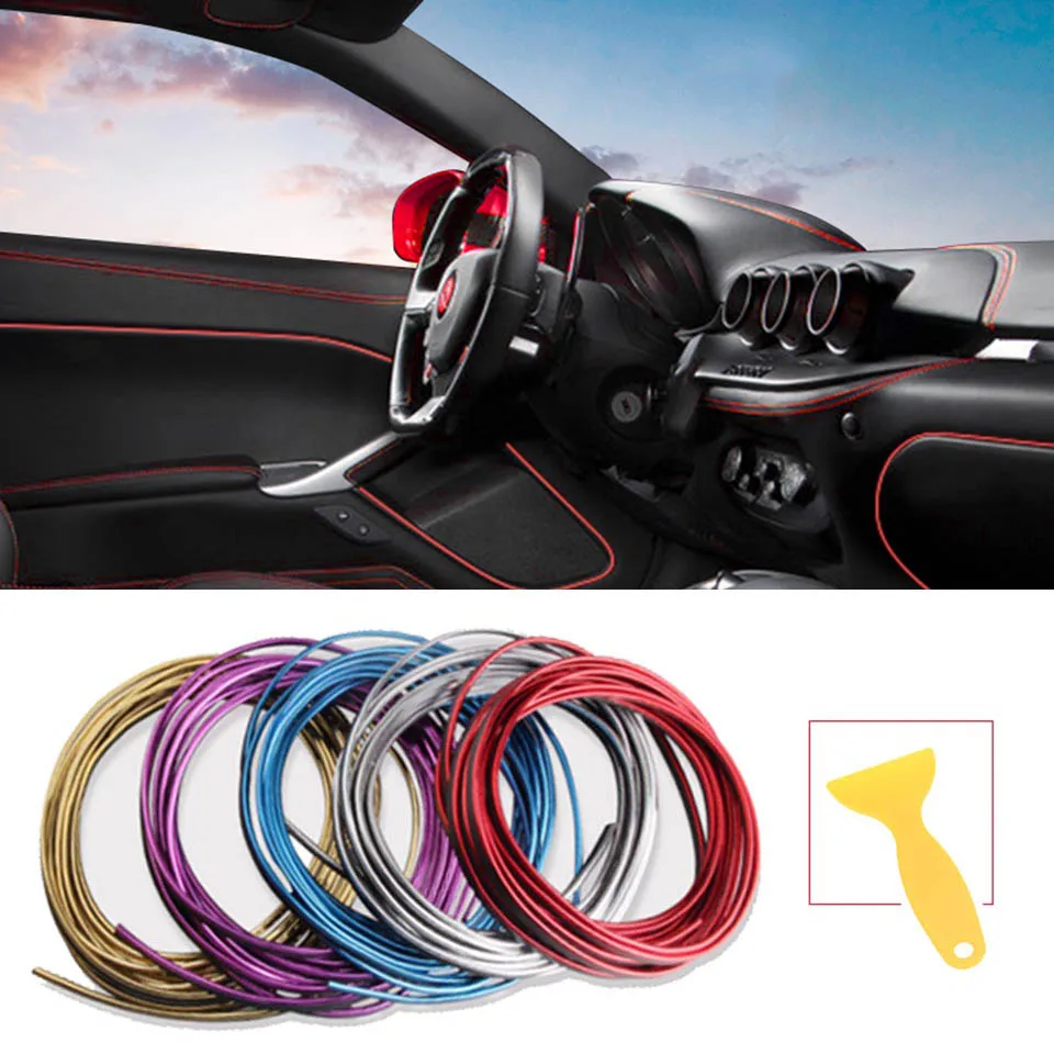 

5M Car Interior Moulding Trims Car Styling Stickers Car Decoration And Decal Strip Stickers Auto Dashboard Door Edge Trim Strips