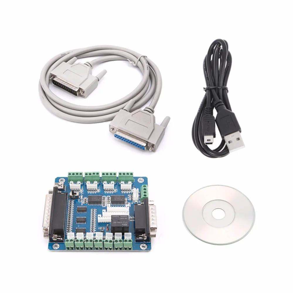 Адаптер интерфейса платы для шагового двигателя + USB кабель DB25 5 осевой CNC