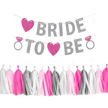

Bride To Be Banner Silver Glitter Garland Wedding Bridal Shower Bachelorette Party Hen Party Girl's Night Banner Photo Props