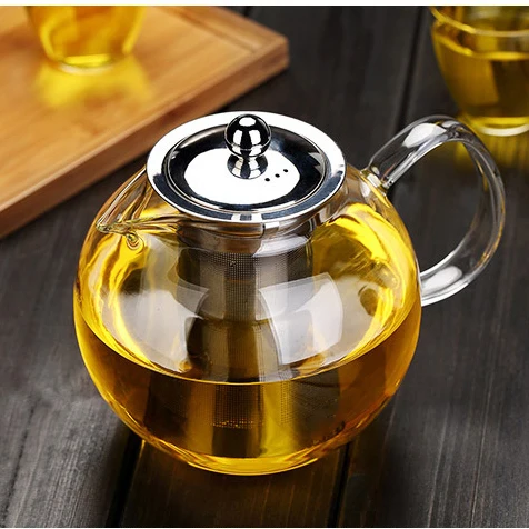 Apple Shape Glass Kettle Teapot Cambered Hyaline Stainless Steel Filter Heat Resistant Tea Sets Puer Kettle