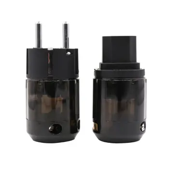 

1 Pair P-004 and C-004 Rhdoium Plated EU Version IEC AC Power Plug for Audio Connector Power Cord Cable Plugs