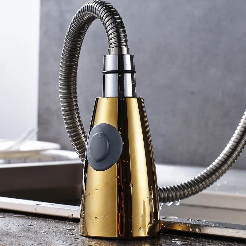 Роскошный высококачественный Золотой смеситель из твердой латуни для кухонной